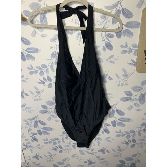 Boohoo Plus Control Halterneck Swimsuit Black Size 12 - Picture 4 of 8